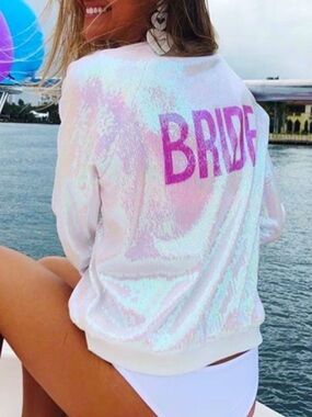 NWT Hayley Paige Bride Sequin Bomber Jacket